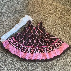 Wonderkids Beautiful Design Pink and Brown Baby Girl Casual Dress